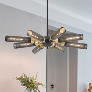 Moderno industriale 8 luci Sputnik lampadario in metallo oro nero ciondolo in Mesh sfumature E26 Base altezza regolabile per sala da pranzo - Product Image 4