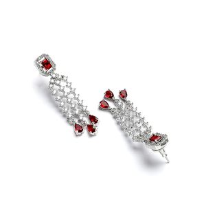 Ensemble collier et boucles d'oreilles en alliage plaqué or avec zircon, design classique pour femmes, bijoux de mariage - Product Image 3