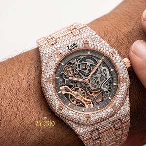 Montre de luxe unisexe en acier inoxydable, quartz ETA, squelette, moissanite VVS, style hip-hop - Product Image 2