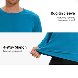 เสื้อแรชการ์ดแขนยาวผู้ชาย แห้งเร็ว โพลีเอสเตอร์ สีฟ้า ไซส์ผู้ใหญ่ - Product Image 5