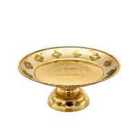 Plateau rond en laiton fait main de luxe de 13 pouces avec motifs du zodiaque en provenance de Thaïlande pour la décoration d'hôtels et de restaurants