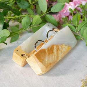 WEDDING RESIN HANDMADE Wholesale Engagement <b>Proposal</b> Wedding Unique Double Slot Wooden and Resin Jewelry <b>Ring</b> <b>Box</b> - Product Image 4