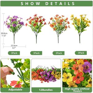 12 Paquetes de Flores de Margarita Artificiales Realistas de Seda para Decoración de Primavera en Exteriores, Plantas Artificiales Coloridas para Uso en Exteriores - Product Image 3