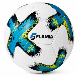 Ballon de football Flamia Sports TB-017 de qualité supérieure, thermocollé, durable, taille 5, vessie en butyl, haute rétention d'air, 410-460g, avec logo - Product Image 1