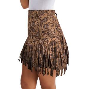 Jupe en cuir de vachette à taille élastique, style mode urbaine, personnalisable selon votre propre design, pour femme, en vente - Product Image 1