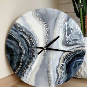 Reloj de Pared Redondo de Resina con Textura de Ágata, Decorativo, con Aspecto de Mármol, Funciona con Batería, para Sala de Estar o Dormitorio - Product Image 2