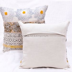 Hermosa Funda de Cojín Cuadrada de 45 x 45 cm, Hecha a Mano, 100% Algodón, Ecológica, Decorativa para el Hogar, Estilo Boho - Product Image 6