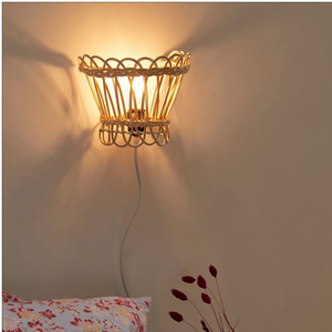 Artisanal Woven Basket Wall Lamp Natural Fibre Accent Light for Hotel Corridors, Bedrooms & Cozy Nooks - Product Image 2