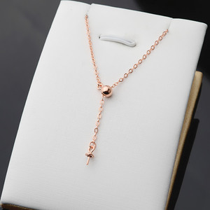 Collar de Cadena en Forma de Y de Plata S925 Hecho a Mano para Mujer, Conjunto de Colgante Ajustable, Soporte para Joyas de Perlas, Accesorios de Moda DIY 427 - Product Image 3