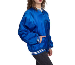 Custom Men's College Varsity Baseball Letterman Jacket Breathable Satin Bomber with <b>Decorative</b> Pocket Printed Leather Style - Product Image 3