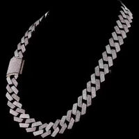 Collier chaîne cubaine Iced Out en or blanc, style Hip Hop, avec diamants, bijou de luxe pour rappeur, collier statement pour homme