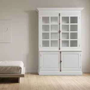 Armoire Riolet Antique en Bois de Teck Massif Premium, Écologique et Durable, Vitrine Élégante avec Verrou Crémoné, Style Provincial Français de Luxe - Product Image 2