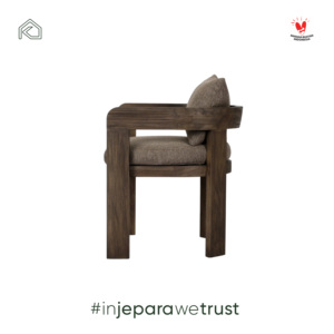 Fauteuil lounge de luxe en teck massif, style Japandi moderne, rembourré, pour café, villa, hôtel, Indonésie - Product Image 3