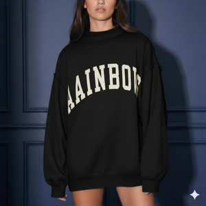 Sweat-shirt ample à col montant pour femme, style streetwear, épais et chaud, indispensable pour l'hiver - Product Image 1