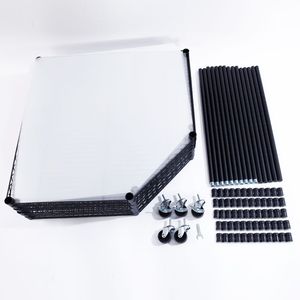 Scaffale Angolare Poligonale a 6 Livelli Rivestito in Plastica con Ruote in PP da 2 Pollici 680x680x1800mm Nero - Product Image 1