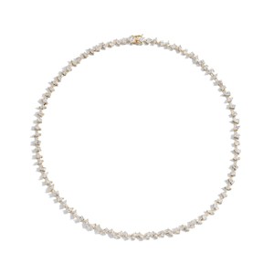 Multi Shape Lab Grown Diamond Tennis Necklaces 10K 14K 18K Solid Gold Prong Set 16 Inches Unique <b>Bridal</b> Wedding Choker Wholesale - Product Image 1