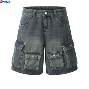 BOBBIN INDUSTRIES Pantalones Cortos de Mezclilla de Alta Calidad para Hombre, Estilo Hip Hop, Streetwear, Verano, con Bolsillos, Tipo Cargo, Holgados - Product Image 1