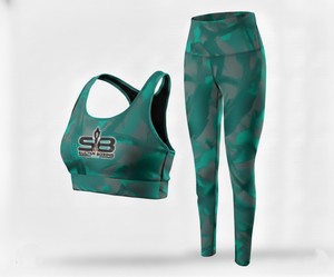 Women Yoga Set Best Quality Textured Solid Stitch Digital Print 2 Piece Breathable High Waist - Product Image 4