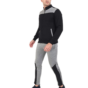Men's Color Blocking <b>Tracksuit</b> Full Zipper Stand Collar Casual Sweatshirt With Side Pockets Autumn Wear Polyester Cotton Blend - Product Image 2