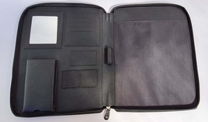 PU cuir conférence dossier noir affaires portefeuille Padfolio fermeture éclair PU présentation dossier hommes femmes bureau classement - Product Image 3