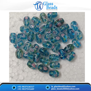 Suministro al por mayor de cuentas de vidrio hechas a mano con diseño floral azul en espiral, cuentas sueltas para pulseras, collares, manualidades y joyería DIY. - Product Image 2
