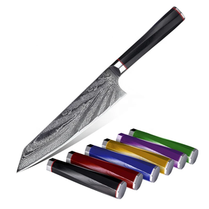 Couteau de chef en acier Damas artisanal de qualité supérieure, manche personnalisable, finition brossée extra-affûtée, passe au lave-vaisselle - LAMES DE PRESTIGE - Product Image 2
