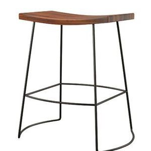 Tabouret en bois et fer artisanal offrant un caractère unique, une texture naturelle et une construction en fer robuste - Product Image 2