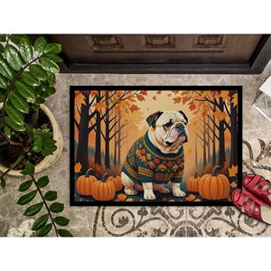 Paillasson d'automne de bouledogue anglais blanc antidérapant lavable à poils bas 24H X 36W tapis d'entrée extérieur intérieur pour porte d'entrée - Product Image 3