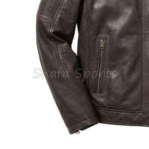 Men <b>Brown</b> <b>Leather</b> <b>Jacket</b> with Shearling Collar Winter Warm Fashion <b>Jacket</b> For Men Stylish <b>Leather</b> Quilted <b>Jacket</b> - Product Image 4