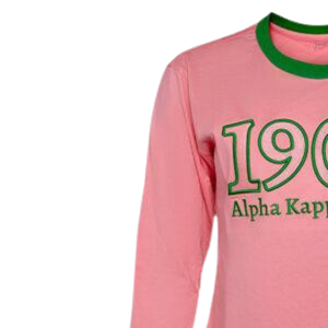 Camiseta de Manga Larga AKA Year Twill, Color Rosa Claro, Cuello Redondo, Algodón Premium, Ropa de la Hermandad Griega 1908 - Product Image 2