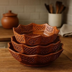 Plateaux de service indiens artisanaux, magnifiques plateaux rectangulaires en bois, style traditionnel, nouvelle collection pour la cuisine - Product Image 1