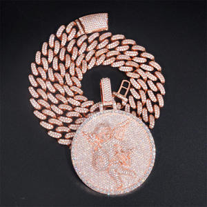 Colgante de disco de plata 925 con moissanita, diseño de ángel hip hop, personalizado de fábrica, superventas, certificado por terceros, unisex, para fiesta - Product Image 2