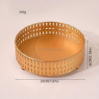 Ensemble de plateaux et assiettes florales en fer poli doré de luxe, personnalisables, style arabe Ramadan, pour service de dattes, hôtels, mariages et fêtes, vente en gros, économique
