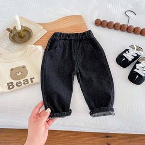 Simple Casual Inspired Pure Color <b>Soft</b> Distressed Eco-Friendly Denim Pants for Boys Girls Fall Collection-Straight <b>Jeans</b> - Product Image 4