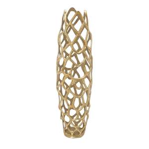 Jarrón de suelo moderno de metal dorado de 31 pulgadas de altura con diseño de malla calada - Product Image 6