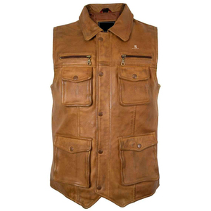 Men's <b>Leather</b> Vest Wholesale Adults Custom OEM ODM <b>Sleeveless</b> Motorcycle <b>Jacket</b> Biker Vintage Premium Outerwear - Product Image 1