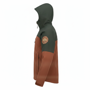 Veste à capuche pour homme, coupe-vent, avec fermeture éclair, design patchwork sur la manche gauche, style décontracté pour l'automne - Product Image 4