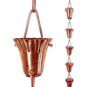 Cadena de Lluvia Decorativa de Cobre Martillado de Diseño Moderno para Reemplazo de Bajante de Canalón, Elemento Decorativo para Jardín al Mejor Precio - Product Image 3
