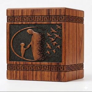 Custom Wooden <b>Memorial</b> Urn Engraved Cremation <b>Keepsake</b> <b>Box</b> Remembrance Gift Nature <b>Memorial</b> Container - Product Image 2