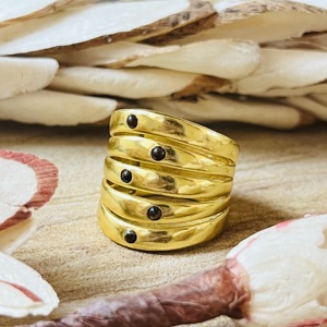 Trendy Design Tiger Eye <b>Ring</b> Boho Brass <b>Rings</b> Women 18k Gold Plated Multi Layered <b>Statement</b> Band Fashion Jewelry Wholesale/OEM - Product Image 5