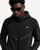 Chaqueta Cortavientos de Forro Polar para Hombre Custom Tech, con Cremallera Completa y Capucha, Ropa Deportiva Ligera para Correr, con Bordado de Animal, Otoño