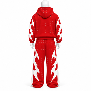 Conjunto Deportivo de Invierno para Hombre de Alta Calidad con Diseño de Llamas Personalizado, 100% Algodón Transpirable, en Venta - Product Image 2