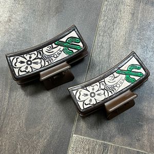 Latest Western Designer Hand <b>Tooled</b> Cowhide <b>Leather</b> Hair Barrette Handmade Floral <b>Tooled</b> Cactus Style Boho Accessory for Women's - Product Image 6