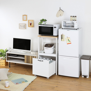 Modern <b>White</b> Shirai Wood Storage Cabinet 1 Drawer 1 <b>Shelf</b> Living Room Furniture American Vintage Style Flat Panel Door Wheels - Product Image 2