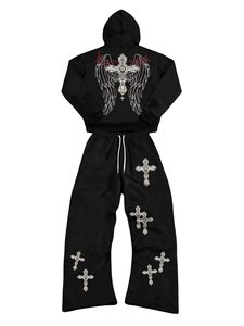 Custom Vintage Hoodie and Straight Leg Flared Sweatpants Jogging Set Zip up Acid Wash Tracksuit <b>Sweat</b> <b>Suits</b> Track <b>Suit</b> for <b>Men</b> - Product Image 2