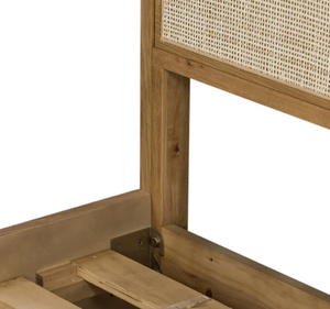 Cadre de lit en teck massif moderne Amangiri, tête de lit en rotin en forme d'arche, lit plateforme minimaliste, taille king, écologique, durable - Product Image 6