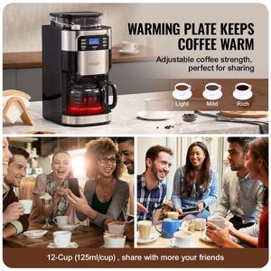 Cafetera de 12 Tazas con Control de 3 Intensidades de Preparación y Temporizador de 24 Horas, Cafetera para Uso en Hoteles con Enchufe del Reino Unido - Product Image 5