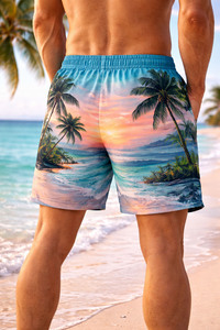 Shorts de plage d'été à séchage rapide, taille élastique, style urbain, légers, écologiques, anti-UV, pour hommes, pour les vacances et les stations balnéaires - Product Image 6
