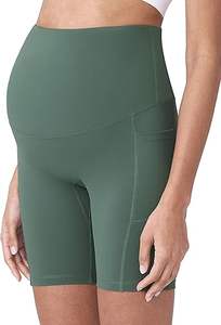 Legging de yoga et de sport taille haute pour femme, sans couture, à compression fitness, avec taille élastique et effet froncé aux fesses, pour la maternité et la grossesse, style short cycliste - Product Image 5