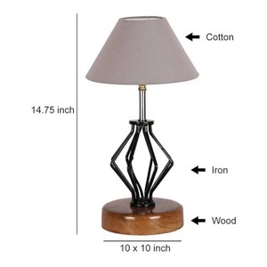 Lámpara de Mesa Moderna de Metal Hecha a Mano KS International con Pantalla de Tela, Luz Decorativa Rústica para Dormitorio, Decoración Navideña para el Hogar - Product Image 3